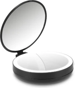 Navaris 1x/5x Vergrotende Make-up Spiegel - Compacte Opvouwbare Kap- En Reisspiegel - Led-verlichte Dubbelzijdige Make-upspiegel - Zwart -Schoonheidsproducten Winkel 1023x1200