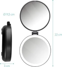 Navaris 1x/5x Vergrotende Make-up Spiegel - Compacte Opvouwbare Kap- En Reisspiegel - Led-verlichte Dubbelzijdige Make-upspiegel - Zwart -Schoonheidsproducten Winkel 1128x1200 1