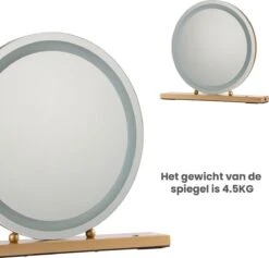 Nuvoo Make-up Spiegel - Visagie Spiegel - Hollywood Spiegel - Diameter 50cm - 3 Licht Tinten - Dimbaar - USB Telefoonoplader - Goud -Schoonheidsproducten Winkel 1200x1152