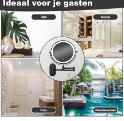 Make Up - Spiegel - Led Verlichting - 10X Vergroting - 3 Lichtstanden - Wandspiegel Rond - Badkamer - Mat Zwart - Draadloos -Schoonheidsproducten Winkel 1200x1170 9
