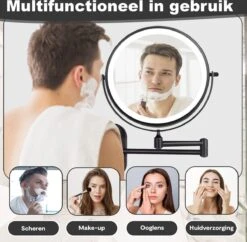 Make Up - Spiegel - Led Verlichting - 10X Vergroting - 3 Lichtstanden - Wandspiegel Rond - Badkamer - Mat Zwart - Draadloos -Schoonheidsproducten Winkel 1200x1174 4