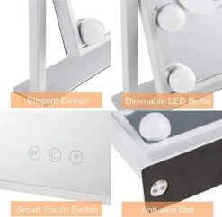 Bright Beauty Vanity Make Up Spiegel Met Verlichting - Wit - Dimbaar Met Drie Lichtstanden -Schoonheidsproducten Winkel 1200x1177 1