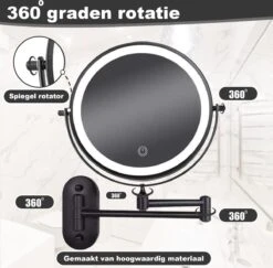 Make Up - Spiegel - Led Verlichting - 10X Vergroting - 3 Lichtstanden - Wandspiegel Rond - Badkamer - Mat Zwart - Draadloos -Schoonheidsproducten Winkel 1200x1180 1