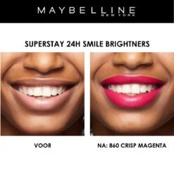 Maybelline SuperStay 24H Smile Brighters Lippenstift - 860 Crisp Magenta - Roze - Langhoudend -Schoonheidsproducten Winkel 1200x1197 10