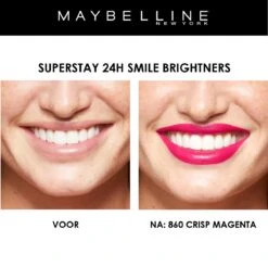 Maybelline SuperStay 24H Smile Brighters Lippenstift - 860 Crisp Magenta - Roze - Langhoudend -Schoonheidsproducten Winkel 1200x1197 9