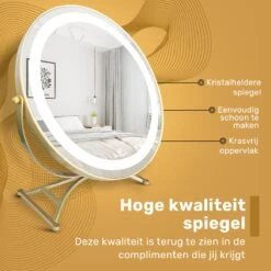 Great's® Make Up Spiegel Met LED Verlichting - ⌀ 40cm - Visagie Spiegel Rond - Extra Close Up Spiegeltje 10x - Goud -Schoonheidsproducten Winkel 1200x1200 279