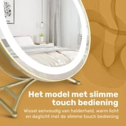 Great's® Make Up Spiegel Met LED Verlichting - ⌀ 40cm - Visagie Spiegel Rond - Extra Close Up Spiegeltje 10x - Goud -Schoonheidsproducten Winkel 1200x1200 281
