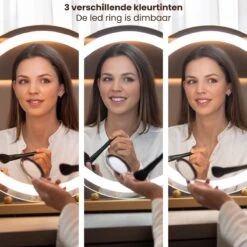 Nuvoo Make-up Spiegel - Visagie Spiegel - Hollywood Spiegel - Diameter 50cm - 3 Licht Tinten - Dimbaar - USB Telefoonoplader - Goud -Schoonheidsproducten Winkel 1200x1200 301