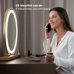 Nuvoo Make-up Spiegel - Visagie Spiegel - Hollywood Spiegel - Diameter 50cm - 3 Licht Tinten - Dimbaar - USB Telefoonoplader - Goud -Schoonheidsproducten Winkel 1200x1200 302