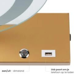 Nuvoo Make-up Spiegel - Visagie Spiegel - Hollywood Spiegel - Diameter 50cm - 3 Licht Tinten - Dimbaar - USB Telefoonoplader - Goud -Schoonheidsproducten Winkel 1200x1200 303