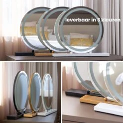 Nuvoo Make-up Spiegel - Visagie Spiegel - Hollywood Spiegel - Diameter 50cm - 3 Licht Tinten - Dimbaar - USB Telefoonoplader - Goud -Schoonheidsproducten Winkel 1200x1200 304