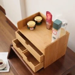 Merkloos Decopatent® Luxe Make-up Organizer Met 3 Lades - Cosmetica Organizer Make Up Met Schuiflade Bamboe Hout - Cosmeticahouder - Toren -Schoonheidsproducten Winkel 1200x1200 314