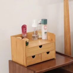 Merkloos Decopatent® Luxe Make-up Organizer Met 3 Lades - Cosmetica Organizer Make Up Met Schuiflade Bamboe Hout - Cosmeticahouder - Toren -Schoonheidsproducten Winkel 1200x1200 315