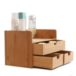 Merkloos Decopatent® Luxe Make-up Organizer Met 3 Lades - Cosmetica Organizer Make Up Met Schuiflade Bamboe Hout - Cosmeticahouder - Toren -Schoonheidsproducten Winkel 1200x1200 316