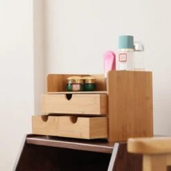 Merkloos Decopatent® Luxe Make-up Organizer Met 3 Lades - Cosmetica Organizer Make Up Met Schuiflade Bamboe Hout - Cosmeticahouder - Toren -Schoonheidsproducten Winkel 1200x1200 317