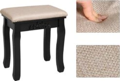 Merkloos Kaptafel, Kaptafel Met Grote Spiegel Zonder Frame, Toilettafel, Kaptafel, Voor Make-up, Gewatteerde Kruk, 5 Laden, Verplaatsbare Opbergdoos, Zwart RDT25BK -Schoonheidsproducten Winkel 1200x805