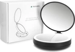 Navaris 1x/5x Vergrotende Make-up Spiegel - Compacte Opvouwbare Kap- En Reisspiegel - Led-verlichte Dubbelzijdige Make-upspiegel - Zwart -Schoonheidsproducten Winkel 1200x847 2