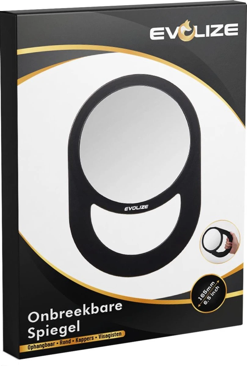 Evolize Onbreekbare Spiegel Met Handvat - Ø 16,5 Cm - Ophangbaar - Rond - Handspiegel - Kappersspiegel - Reisspiegel - Make Up - Afmeting: 28 X 19 Cm - Zwart 5 Evolize Onbreekbare Spiegel Met Handvat - Ø 16,5 Cm - Ophangbaar - Rond - Handspiegel - Kappersspiegel - Reisspiegel - Make Up - Afmeting: 28 X 19 Cm - Zwart - Afbeelding 5
